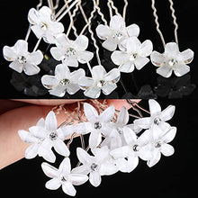 Load image into Gallery viewer, 20Pcs Wedding Hair Pins Bridal Hair Pins U Shaped Diamond Hair Pins Crystal Flower Shape Hairpin, White Diamond Rose Hairpin for Women Girls, Wedding, Ball