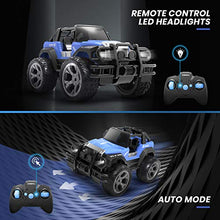 Load image into Gallery viewer, DEERC Remote Control Car RC Racing Cars,1:18 Scale 80 Min Play 2.4Ghz LED Light Auto Mode Off Road RC Trucks with Storage Case,All Terrain SUV Jeep Cars Toys Gifts for Boys Kids Girls Teens,Blue