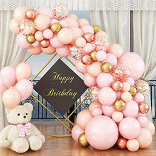 Load image into Gallery viewer, Balloons Arch Kit, 88PCS Macaron Pink Orange Balloon Garland Kit Latex Balloon Arch with Metal Rose Gold Confetti Balloons for Girls Birthday Baby Shower Graduation Wedding Party Decorations Supplies