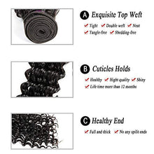 Load image into Gallery viewer, 10"-24" Deep Wave Brazilian Virgin Human Hair Weave Bundles Remy Hair Extensions Weave Weft #1B Natural Black (14 inch-100g)