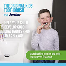 Load image into Gallery viewer, Jordan ® | Step 2 Toothbrush Kids | Kids Toothbrush for Age 3-5 Years Old | Soft Bristles, Dual Ergonomic Handle & BPA Free | Blue & Green Color | Pack 4 Units