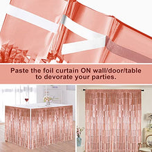 Load image into Gallery viewer, Rose Gold Foil Fringe Curtain 3ft x 8.3ft, 1 Pack Rose Gold Metallic Tinsel Curtain Birthday Decorations, Foil Curtain for Birthday Graduation Wedding Engagement Bridal Shower Bachelorette Holiday