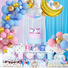 Load image into Gallery viewer, Pink Blue Balloon Garland Arch Kit with Gender Reveal Banner, 36''Gold Foil Moon Stars 12''Confetti Pastel Pink Blue Balloons Set for Gender Reveal Birthday Baby Shower Party Decorations Supplies