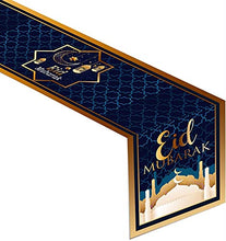 Load image into Gallery viewer, QICIG Eid Mubarak Table Runner Golden Star Moon Lantern Ramadan Decorations for Table Ramadan Decoration 13x70 inches