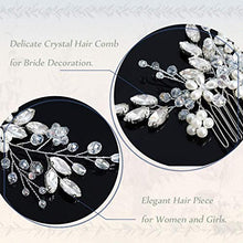 Load image into Gallery viewer, Edary Bride Wedding Hair Comb Silver Rhinestone Bridal Headpiece Pearl Bridal Hairclips Hair Accessories for Women and Girls