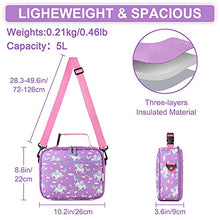 Load image into Gallery viewer, Lunch Bag for Girls, VASCHY Insulated Lightweight Lunch Box Bag for Toddler Girls to School Daycare Kindergarten Children with Detachable Shoulder Strap (Unicorn)