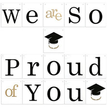 Load image into Gallery viewer, Konsait Graduation Banner, We're So Proud of You Bunting Banner Garland Pennant for Graduation Party Home Decorations Favors Supplies