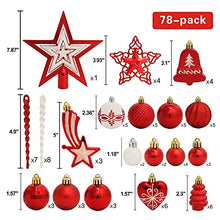 Load image into Gallery viewer, Christmas Tree Decoration Set, 78pcs ROSELEAF Shatterproof Christmas Tree Baubles Decorations Red and White Christmas Ball for Christmas Tree, Wedding Party