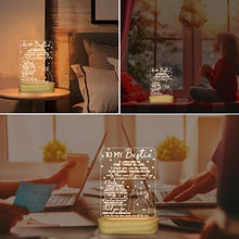 Load image into Gallery viewer, to My Bestie Gifts,3D Illusion Lamp I Love You Friends Night Light for Best Friend Sister Girls Women BFF Birthday Holiday Friendship Gift, Soft Warm White Colors LED Wooden Table Lamp