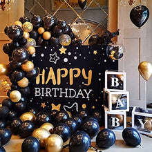 Load image into Gallery viewer, Black Gold Balloon Arch Kit, Balloon Garland Kit with 36 inch Giant Latex Balloon Star Foil Balloons, Black Gold Birthday Party Decorations with Tassel for Ramadan Graduation Wedding New Year