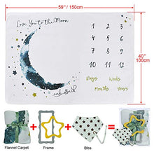 Load image into Gallery viewer, Wocharm Baby Milestone Mat Blanket Photo Prop with Floral Numbers Newborn Boy Girl Gift(Star&Moon)