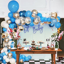 Load image into Gallery viewer, TAZYIN Balloon Arch Kit Blue, White Balloon Garland -125 PCS For Birthday Decorations, Silver Balloons with Strip, Knotter for Birthday Party Boy & Girl, Wedding Bridal Engagement, Baby Shower