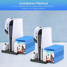 Load image into Gallery viewer, Cooling Fan Compatible with PlayStation 5, FASTSNAIL Compatible with PS5 Console Vertical Stand and Controller Charger Charging Dock, With Card Storage&Headset Holder&Media Remote Slot etc.