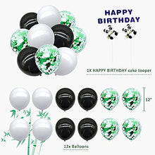 Load image into Gallery viewer, Panda birthday party decoration supplies,96 pcs of panda theme kit included panda cake topper,panda balloon,table cloth,Napkin for panda theme birthday,kids party decortion,baby shower,game day
