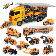 Load image into Gallery viewer, jenilily Construction Toy Vehicle Cars Model Trucks, Transporter Truck Mini Excavator Digger Dumper Tractor for Kids boys Age 3+ (yellow)