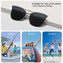 Load image into Gallery viewer, Long Keeper Polarised Clip-on Sunglasses – Trendy Cat Eye Clip on Sunglasses Over Prescription Glasses Anti Glare UV400 for Women Men