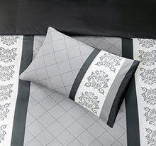 Load image into Gallery viewer, LAZZARO King Size Duvet Set, Non-Iron Kingsize Duvet Covers Bedding Sets, 3 Pcs with Zipper Closure + 2 Pillowcases 230 cm x 220cm Black/White/Grey