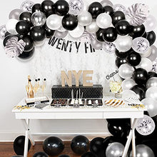 Load image into Gallery viewer, Balloon Arch Garland Maker Kit, 100PCS Black White Silver Balloons for Boys, Girls Birthday Decorations, with Silver Palm Leaf, for Baby Shower, NYE, Wedding, Graduation Party