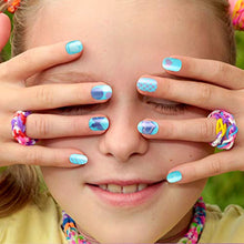 Load image into Gallery viewer, 120 Pieces Kids Press on Nails Children Fake Nails Artificial Nail Tips Girls Full Cover Short False Fingernails for Girls Kids Nail Art Decoration (Blue Color)