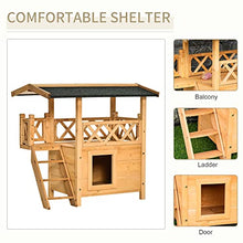 Load image into Gallery viewer, PawHut Wooden Cat House Outdoor Luxury Wood Room Weatherproof Shelter Dog Puppy Garden Large Kennel Crate Natural Wood