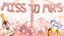 Load image into Gallery viewer, LavaRose Miss to Mrs hen party decorations 23 pcs set, MISS TO MRS balloons, confetti balloons, rose gold ribbon, inflating straw. Bride to be party, Hen do