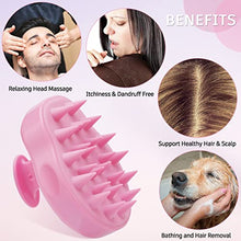 Load image into Gallery viewer, FREATECH Scalp Massager Shampoo Brush with Soft & Flexible Silicone Bristles for Hair Care and Head Relaxation, Ergonomic Scalp Scrubber/Exfoliator for Dandruff Removal and Hair Growth, Pink