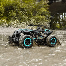 Load image into Gallery viewer, BEZGAR 18 Cyan Toy Grade 1:14 Scale Remote Control Car, 2WD High Speed 20 Km/h All Terrains Electric Toy Off Road RC Vehicle Truck Crawler with Two Rechargeable Batteries for Boys Kids and Adults