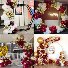 Load image into Gallery viewer, Balloon Garland Kit Burgundy Gold Party Decorations Balloons Arch Kit White Metallic Gold and Burgundy Double-Stuffed Latex Balloons for Girls Women Birthday Party Wedding Decorations Anniversary