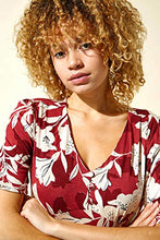Load image into Gallery viewer, Roman Originals Women Fit & Flare Skater Dress Ladies Stretch Jersey Casual Summer Autumn Winter Party Beach Cruise Holiday V-Neck Knee Length - Wine & White - Size 8