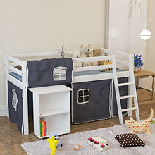 Load image into Gallery viewer, HUIJK Bunk Bed Kids Cabin Bed Frame Mid Sleeper With Play Tent Ladder and SIDE BOOKSHELF Bunk Bed