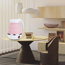 Load image into Gallery viewer, Gobesty Foldable kettle, Portable Foldable Electric Kettle for Travel Food Grade Silicone Electric Water Heater Collapses with Separable Power Cord Ideal for Hiking Camping and indoor(0.6L, pink)
