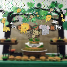 Load image into Gallery viewer, Konsait Jungle Animals Party Swirl Decorations, 30 Pack Hanging Swirl Animals Party Supplies Jungle Theme Birthday Party Decorations