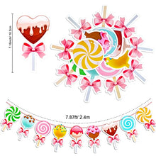 Load image into Gallery viewer, Qpout Happy Birthday Balloons Banners Set, Unique Lollipop Banner Garland and 50 Pieces Balloons for Holiday Birthday Wedding Party Photo Props and Backdrop Favour Decor Supplies …