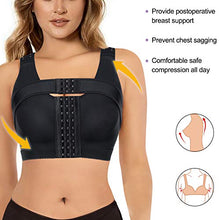 Load image into Gallery viewer, Bafully Women Post Surgery Front Closure Sports Bra with Breast Support Wirefree Racerback (Black, 3XL)