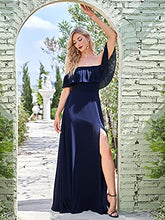 Load image into Gallery viewer, Ever-Pretty Women's Off The Shoulder Elegant Empire Waist A-Line Chiffon Long Party Dresses with Thigh High Slit Navy Blue 18UK
