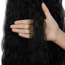 Load image into Gallery viewer, Long Curly Drawstring Ponytail Wig For Women 22 inch Clip in Wavy Natural Ponytail Extension for Womens Wrap Around Pony Tail (Dark Black-1b#)
