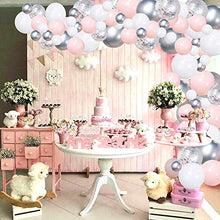 Load image into Gallery viewer, Balloon Arch Kit Pink Rose White Silver Balloons Garland Kit 100pcs Helium Confetti Metallic Balloons Arch Set with 16ft Tape Strip & Dot Glue for Girl Wedding Birthday Baby Shower Party Decorations