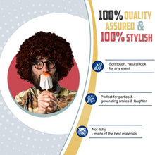 Load image into Gallery viewer, Afro Wig 70s Fancy Dress β 80s Wigs for Men and Women One-Size | Curly Short Brown Wig Heat Resistant | Fancy Costume for Party Novelty | Funky Disco Hippie Dress up