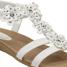 Load image into Gallery viewer, Lilley Womens White Flower Crochet Flat Sandal - Size 6 UK - White