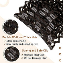 Load image into Gallery viewer, Easyouth Clip in Hair Extensions Real Human Hair Natural Wavy Clip in Extensions Curly Hair Darkest Brown Hair Extensions Clip in 22 Inch 100g 7Pcs