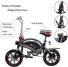 Load image into Gallery viewer, DYU Folding Electric Bike, 14 inch Portable E-bike, Smart Electric Bicycle with Pedal Assist, 3 Riding Modes City EBike with Battery Indicator, Height Adjustable, Compact Portable, Unisex Adult