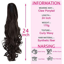 Load image into Gallery viewer, OMGREAT Ponytail Extension 24 Inch Long Claw Clip in Ponytail Synthetic Thick Hair Extensions Pony Tail for Women with a jaw Claw Dark Brown