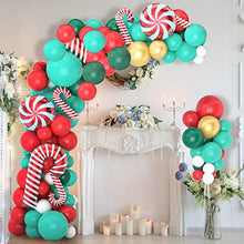 Load image into Gallery viewer, Christmas Balloon Garland Arch kit, 103 Pcs Xmas Red Green Gold Confetti Balloons with Candy Cane Balloons for Christmas New Year Party Deco Wintertime Holiday