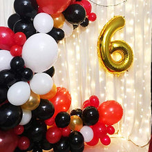 Load image into Gallery viewer, 125pcs Gold Black Red Confetti Balloon Arch Garland Kit - Gold White Black Red Confetti Balloons for Graduation New Year Party Wedding Birthday Baby Shower Decorations