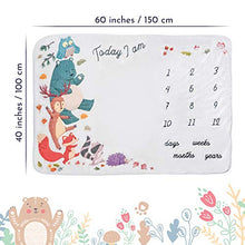 Load image into Gallery viewer, Stork Supply Baby Milestone Blanket Boy and Girl - Woodland Animals Design for Baby Boys, Baby Girls and Baby Showers - Baby Growth Chart Monthly Blanket 60"x40"