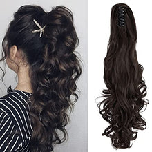 Load image into Gallery viewer, OMGREAT Ponytail Extension 24 Inch Long Claw Clip in Ponytail Synthetic Thick Hair Extensions Pony Tail for Women with a jaw Claw Dark Brown