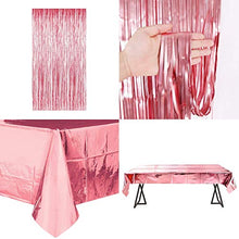 Load image into Gallery viewer, iZoeL Pink Birthday Party Decoration for Girls Happy Birthday Banner Baloons Fringe Curtain Foil Tablecloth Heart Star Foil Confetti Balloons and 10g Table Confetti for Women Birthday Party