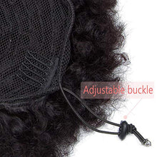 Load image into Gallery viewer, S-noilite Chignon Puff Afro Fluffy Kinky Curly Hair Bun Updo 100% Remy Real Human Hair Extensions - Ponytail Hairpiece Short Drawstring, Natural Black (Medium)