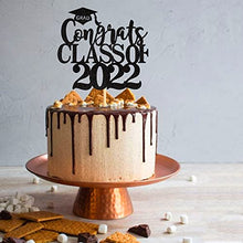 Load image into Gallery viewer, Blumomon 1Pc Black Glitter Congrats Grad Cake Topper 2021 Graduation Party Decorations Supplies Graduation Cake Topper Happy Graduation Party Decorations