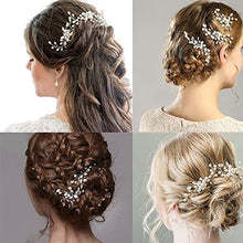 Load image into Gallery viewer, 3 PCS Bridal Hair Pins, SONGQEE Pearl Flower Crystal Bridal Bridesmaid Jewelry Wedding Hair Pin Clips Rhinestone Headpiece Accessories Bobby Pin